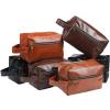 Hillban 6 Pcs Groomsmen Gift Men Travel Toiletry Bag, Bestmen Gifts Set, Leather Toiletry Bag with Side Handle Water Resistant Bathroom Supplies for Wedding Party Favor(Brown, Black, Coffee) view 1