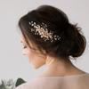 SWEETV Flower Bride Wedding Hair Comb Pearl Bridal Crystal Leaf Gold Headpiece Rhinestones Handmade Jewelry for Women and Girls view 3