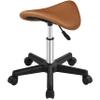 Topeakmart Saddle Stool - Adjustable Swivel Rolling Chair with Wheels & PU Leather for Spa Massage Salon Drafting Tattoo Medical Beauty Brown view 1