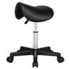 Yaheetech Saddle Stool Rolling Saddle Chair with Wheels Swivel Adjustable Stools for Hair Stylist/Lash Tech PU Leather Tattoo Massage Chair, Black view 1