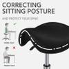 Yaheetech Saddle Stool Rolling Saddle Chair with Wheels Swivel Adjustable Stools for Hair Stylist/Lash Tech PU Leather Tattoo Massage Chair, Black view 4
