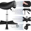 Topeakmart Saddle Stool - Adjustable Swivel Rolling Chair with Wheels & PU Leather for Spa Massage Salon Drafting Tattoo Medical Beauty Black view 4