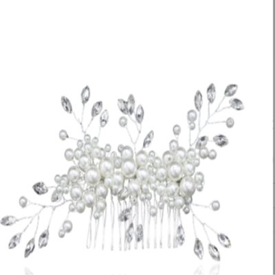 Wedding Hair Comb Hair Side Comb Hair Comb Clip 4pc Women Hair Comb Flower Pearl Hair Clip Wedding Bride Hair Accessory Girls Hair Clip Bridal Hair Comb Pins Side Comb (Color : Silver, Size : One si