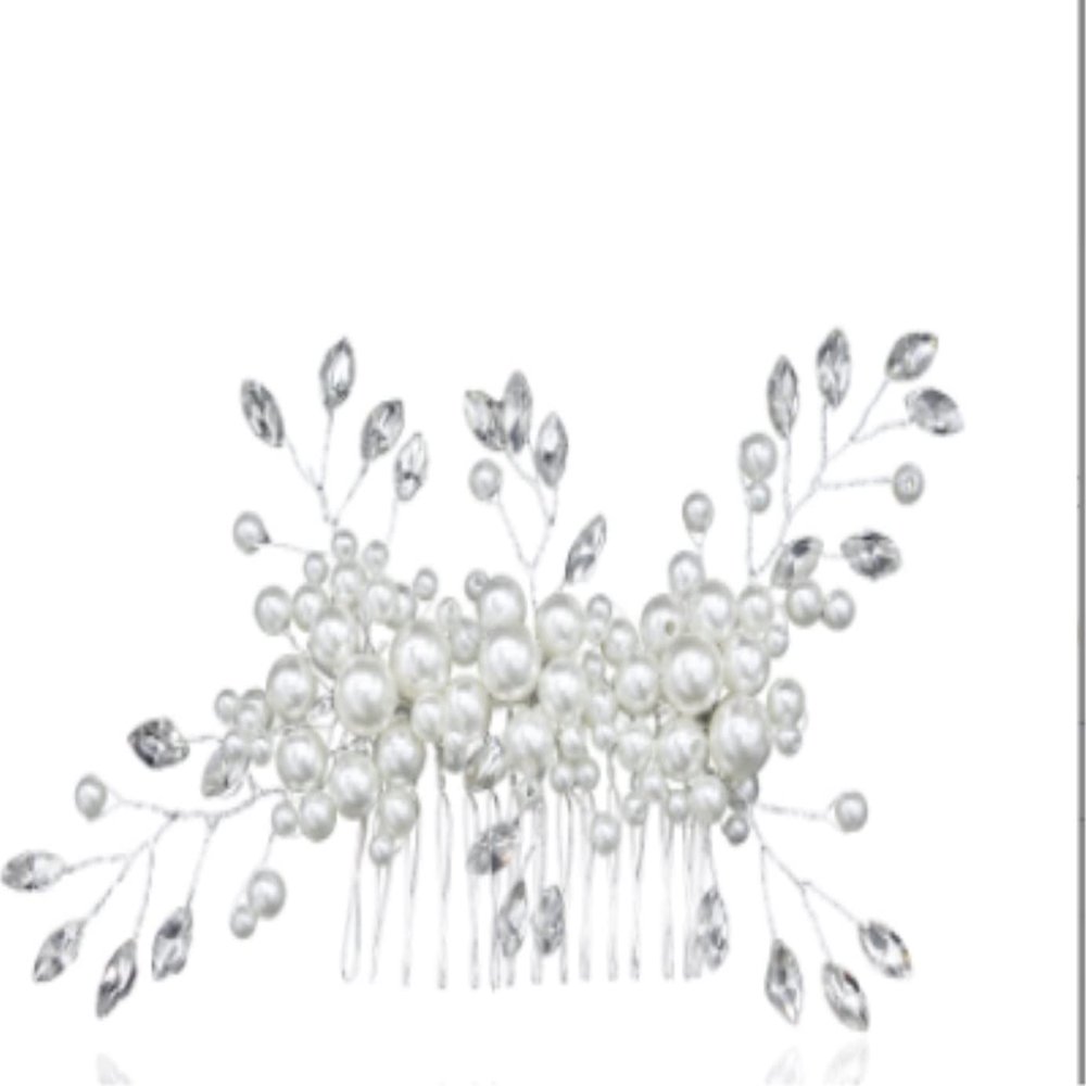 Wedding Hair Comb Hair Side Comb Hair Comb Clip 4pc Women Hair Comb Flower Pearl Hair Clip Wedding Bride Hair Accessory Girls Hair Clip Bridal Hair Comb Pins Side Comb (Color : Silver, Size : One si