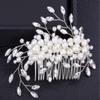 Wedding Hair Comb Hair Side Comb Hair Comb Clip 4pc Women Hair Comb Flower Pearl Hair Clip Wedding Bride Hair Accessory Girls Hair Clip Bridal Hair Comb Pins Side Comb (Color : Silver, Size : One si view 2