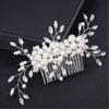 Wedding Hair Comb Hair Side Comb Hair Comb Clip 4pc Women Hair Comb Flower Pearl Hair Clip Wedding Bride Hair Accessory Girls Hair Clip Bridal Hair Comb Pins Side Comb (Color : Silver, Size : One si view 3