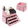 KEYPOWER Makeup Organizers Drawer Bling Diamond,Fashion Countertop Jewelry Cosmetic Storage Display Boxes,Makeup Brush Holder, Cosmetic Holder,2 Pieces Set(Purely Handmade)(Pink) view 1