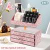 KEYPOWER Makeup Organizers Drawer Bling Diamond,Fashion Countertop Jewelry Cosmetic Storage Display Boxes,Makeup Brush Holder, Cosmetic Holder,2 Pieces Set(Purely Handmade)(Pink) view 3
