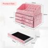 KEYPOWER Makeup Organizers Drawer Bling Diamond,Fashion Countertop Jewelry Cosmetic Storage Display Boxes,Makeup Brush Holder, Cosmetic Holder,2 Pieces Set(Purely Handmade)(Pink) view 4