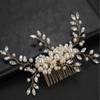 Wedding Hair Comb Hair Side Comb Hair Comb Clip 4pc Women Hair Comb Flower Pearl Hair Clip Wedding Bride Hair Accessory Girls Hair Clip Bridal Hair Comb Pins Side Comb (Color : Gold, Size : One Size view 2