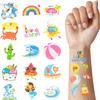 120 PCS Glitter Summer Temporary Tattoos - Hawaiian Luau Party Favors, Adults Bulk Fun Pool Party Supplies and Tropical Beach Theme Waterproof Decorations view 1