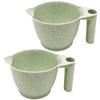 Minkissy 2PCS Hair Dye Mixing Bowls with Ergonomic Handle Wheat Straw Color Mixing Bowl for Salon Home Use - Green view 1