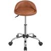 Topeakmart Rolling Salon Stool PU Leather Height Adjustable Officer Chair Swivel Drafting Work Spa Stool, Brown view 1