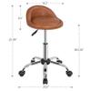 Topeakmart Rolling Salon Stool PU Leather Height Adjustable Officer Chair Swivel Drafting Work Spa Stool, Brown view 3