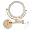 YSUEFIJO Lighted Makeup Mirror with Magnification, 8'' HD Double Sided Vanity Mirror, 360 Swivel Extendable Round Shaving Mirror, Extension Foldable Arm, Portable Illuminated Bathroom Mirror view 1
