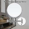 YSUEFIJO Lighted Makeup Mirror with Magnification, 8'' HD Double Sided Vanity Mirror, 360 Swivel Extendable Round Shaving Mirror, Extension Foldable Arm, Portable Illuminated Bathroom Mirror view 2