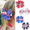 4th of July Hair Clips White Blue Red Bows Clips Grosgrain Hair Barrettes Independence Day Headwear Boutique Hairpin Hair Accessories Alligator Clips Supplies Party Decorations for Girls Kids 4PCS view 1