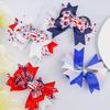 4th of July Hair Clips White Blue Red Bows Clips Grosgrain Hair Barrettes Independence Day Headwear Boutique Hairpin Hair Accessories Alligator Clips Supplies Party Decorations for Girls Kids 4PCS view 2