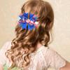 4th of July Hair Clips White Blue Red Bows Clips Grosgrain Hair Barrettes Independence Day Headwear Boutique Hairpin Hair Accessories Alligator Clips Supplies Party Decorations for Girls Kids 4PCS view 3