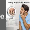YSUEFIJO Vanity Mirror with Lights, Makeup Mirror with Magnification, Rechargeable 7'' HD Double Sided Vanity Mirror, 360 Swivel Extendable Round Shaving Mirror, Portable Travel Cosmetic Mirror view 3