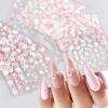 30 Sheets White Flower Nail Art Stickers 3D Pink Daisy Self Adhesive Nail Decals Acrylic Nails DIY Design Nail Stickers Spring Summer Nail Supplies for Women and Girls view 1