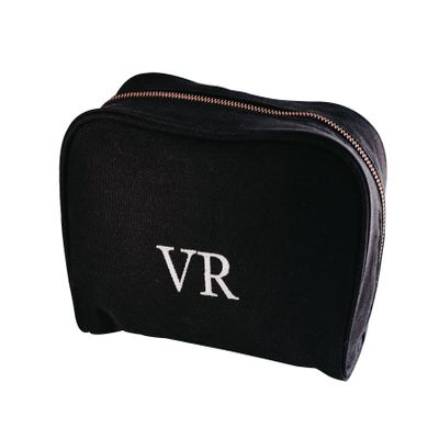 Personalized Make Up Bag, Custom Cosmetic Bag, Toiletry Bag- Choose Your Thread Color & Font to Get Your Own Unique Monogrammed Make Up Kit (Black)