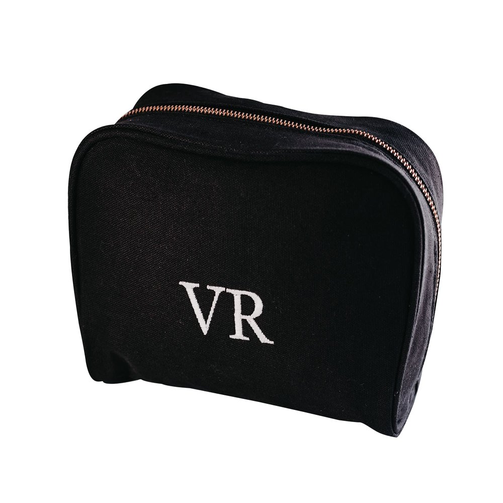 Personalized Make Up Bag, Custom Cosmetic Bag, Toiletry Bag- Choose Your Thread Color & Font to Get Your Own Unique Monogrammed Make Up Kit (Black)