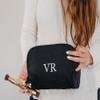 Personalized Make Up Bag, Custom Cosmetic Bag, Toiletry Bag- Choose Your Thread Color & Font to Get Your Own Unique Monogrammed Make Up Kit (Black) view 2