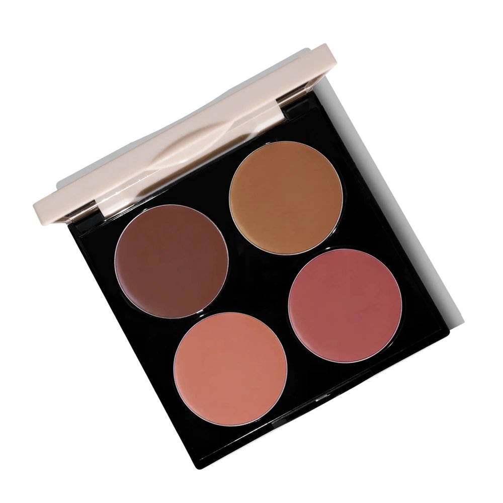 Fitglow Beauty Multi-Use Ceramide Cream Lip & Cheek Palette | Skincare-First Cream Pigment | Hydrating, Buildable Color | Natural Finish for Eyes, Cheeks & Lips | Refillable | Buffed Glow - 20g