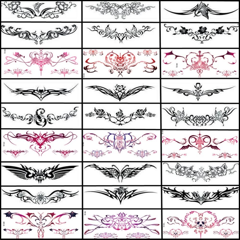 28 Sheet Sexy Temporary Tattoos for Abdomen Waist; Waterproof, Ideal for Bachelorette Parties. Temporary Fake Body Tattoos for Women and Girls
