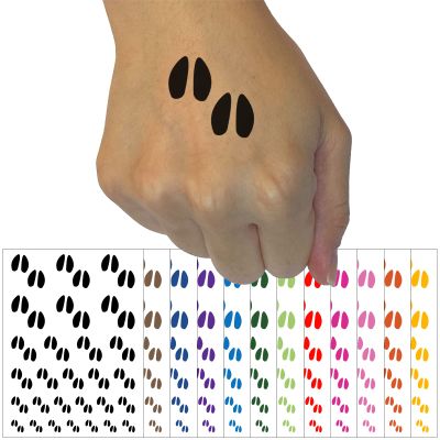 Deer Tracks Footprints Temporary Tattoo Water Resistant Fake Body Art Set Collection - Light Green (One Sheet)