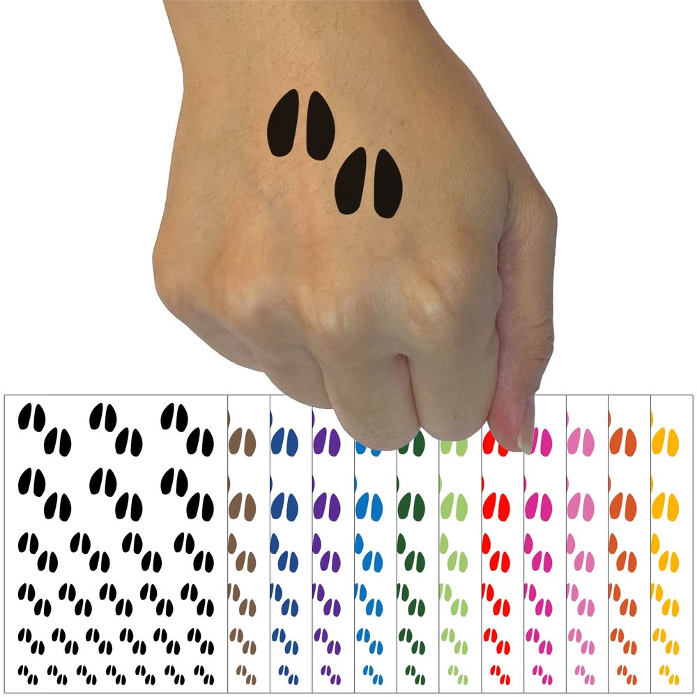 Deer Tracks Footprints Temporary Tattoo Water Resistant Fake Body Art Set Collection - Light Green (One Sheet)
