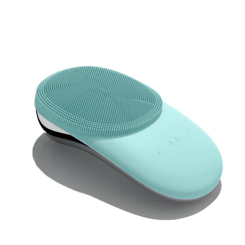 Facial Cleansing Brush, Sonic Waterproof Cleansing Brush(8 Adjustable Speeds) Effectively Cleans and Exfoliates, Soft Silicone Heated Massage Helps Open pores&Import Essence, Relieve Fatigu (Green)
