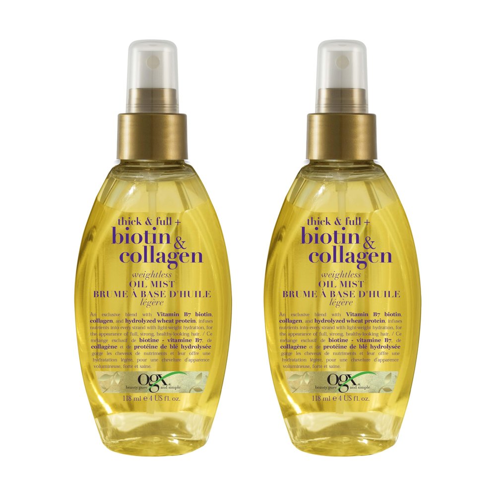 OGX Thick & Full Biotin & Collagen Weightless Oil Mist, 4 Fl Oz, 2 Pack