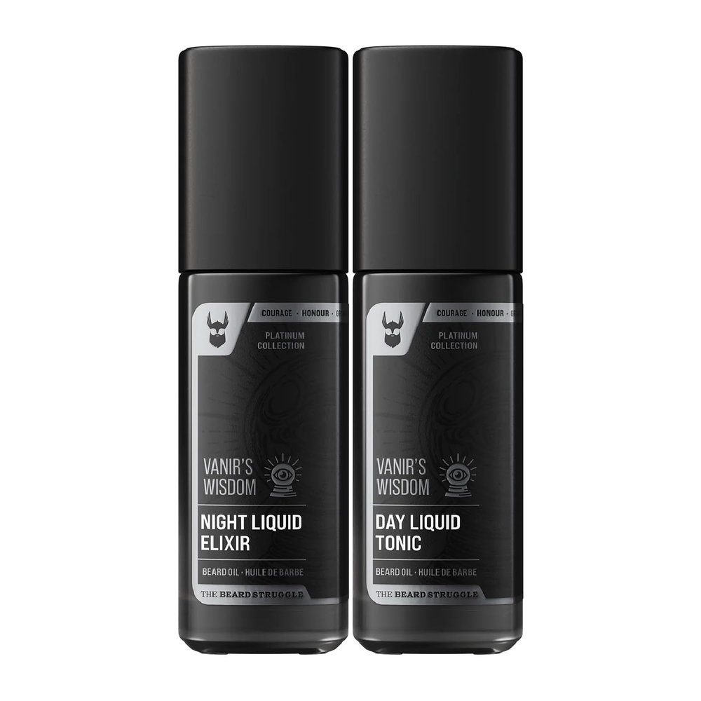 The Beard Struggle Tonic + Elixir Beard Oil Bundle - Platinum Collection - Grooming Beard Oil - Softens, Moisturizers, and Strengthens Beard Growth - Pack of 2, Vanir's Wisdom