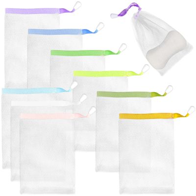 AUEAR, 60 Pack Mesh Soap Pouch for Shower Washing Bubble Foam