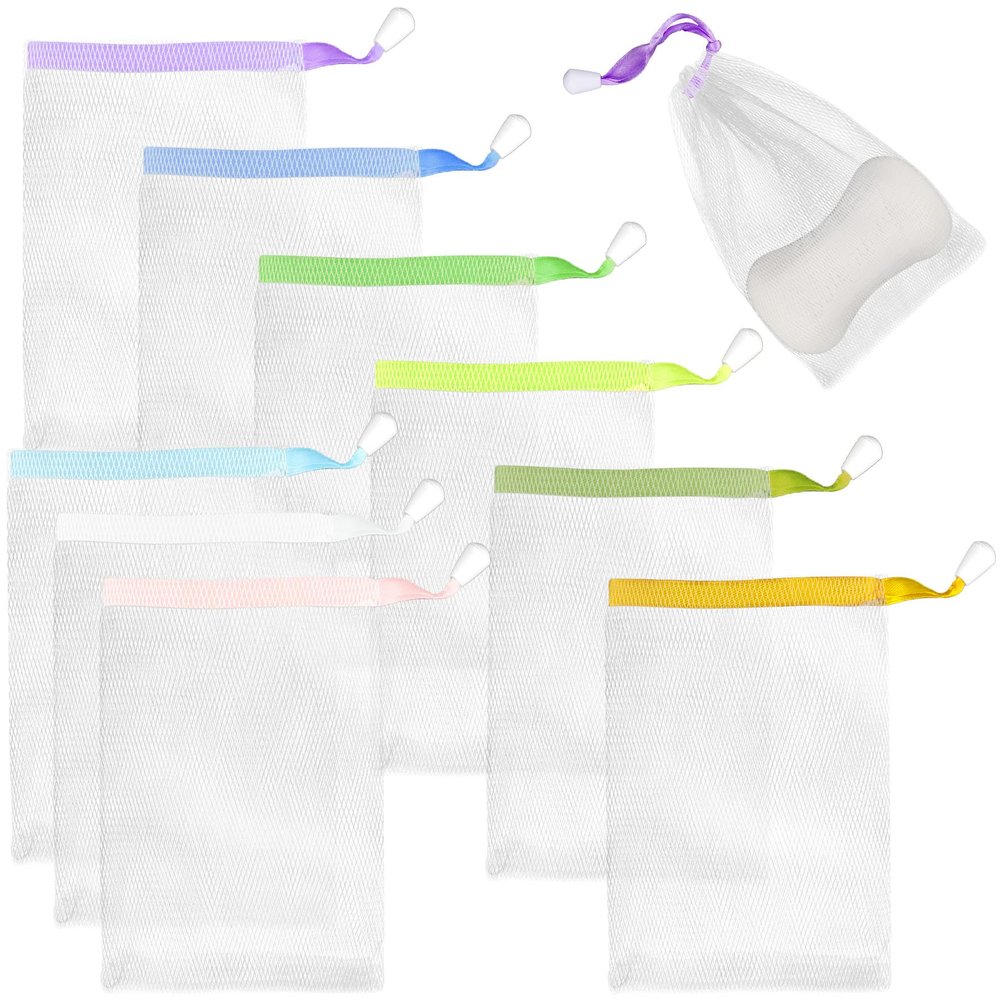 AUEAR, 60 Pack Mesh Soap Pouch for Shower Washing Bubble Foam