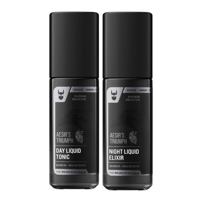The Beard Struggle Tonic + Elixir Beard Oil Bundle - Platinum Collection - Grooming Beard Oil - Softens, Moisturizers, and Strengthens Beard Growth - Pack of 2, Aesir's Triumph
