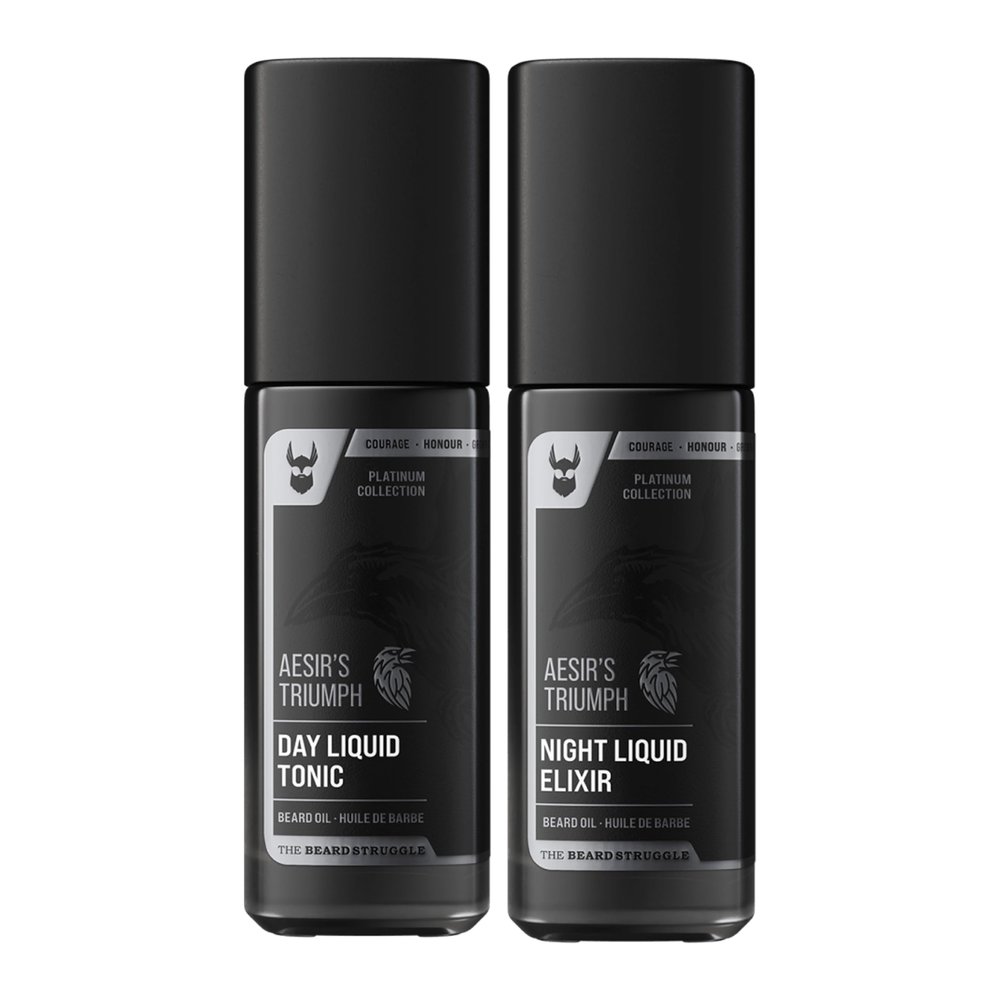 The Beard Struggle Tonic + Elixir Beard Oil Bundle - Platinum Collection - Grooming Beard Oil - Softens, Moisturizers, and Strengthens Beard Growth - Pack of 2, Aesir's Triumph