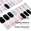 NAILOG Semi Cured Gel Nail Strips 34 pcs, Buy 2 Get 1 UV Lamp, Salon-Quality French Nail Strips with Soft Gel Finish| Timeless Strings view 3