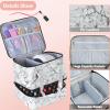 FCQQYWZ Nail Polish Organizer Case - Holds 42+ Bottles (15ml/0.5 fl.oz) and 1 Nail Lamp, Upgraded Double-layer Nail Polish Carrying Case Nail Polish Storage Bag with Handles (White) view 2