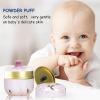 Qopoto Body Powder Puff and Container for Dusting Powder, Women Powder Puff and Powder Case for Bath and Travel (Romantic Flowers) view 3