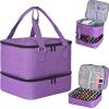 FCQQYWZ Nail Polish Organizer Case - Holds 42+ Bottles (15ml/0.5 fl.oz) and 1 Nail Lamp, Upgraded Double-layer Nail Polish Carrying Case Nail Polish Storage Bag with Handles (Purple) view 1