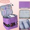 FCQQYWZ Nail Polish Organizer Case - Holds 42+ Bottles (15ml/0.5 fl.oz) and 1 Nail Lamp, Upgraded Double-layer Nail Polish Carrying Case Nail Polish Storage Bag with Handles (Purple) view 2
