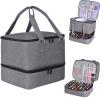 FCQQYWZ Nail Polish Organizer Case - Holds 42+ Bottles (15ml/0.5 fl.oz) and 1 Nail Lamp, Upgraded Double-layer Nail Polish Carrying Case Nail Polish Storage Bag with Handles (Grey) view 1