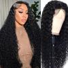 20Inch Deep Wave Lace Front Wigs Human Hair-13x4 HD Transparent Deep Wave Frontal Wigs Human Hair Glueless Curly Wigs for Women 200% Density Curly Lace Front Human Hair Pre Plucked with Baby Hair view 1