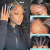 20Inch Deep Wave Lace Front Wigs Human Hair-13x4 HD Transparent Deep Wave Frontal Wigs Human Hair Glueless Curly Wigs for Women 200% Density Curly Lace Front Human Hair Pre Plucked with Baby Hair view 2