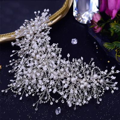 Youllyuu Bridal Crown Wedding Headband For Bride Pearl Hair Tiara Bridal Weddding Beads Headdress