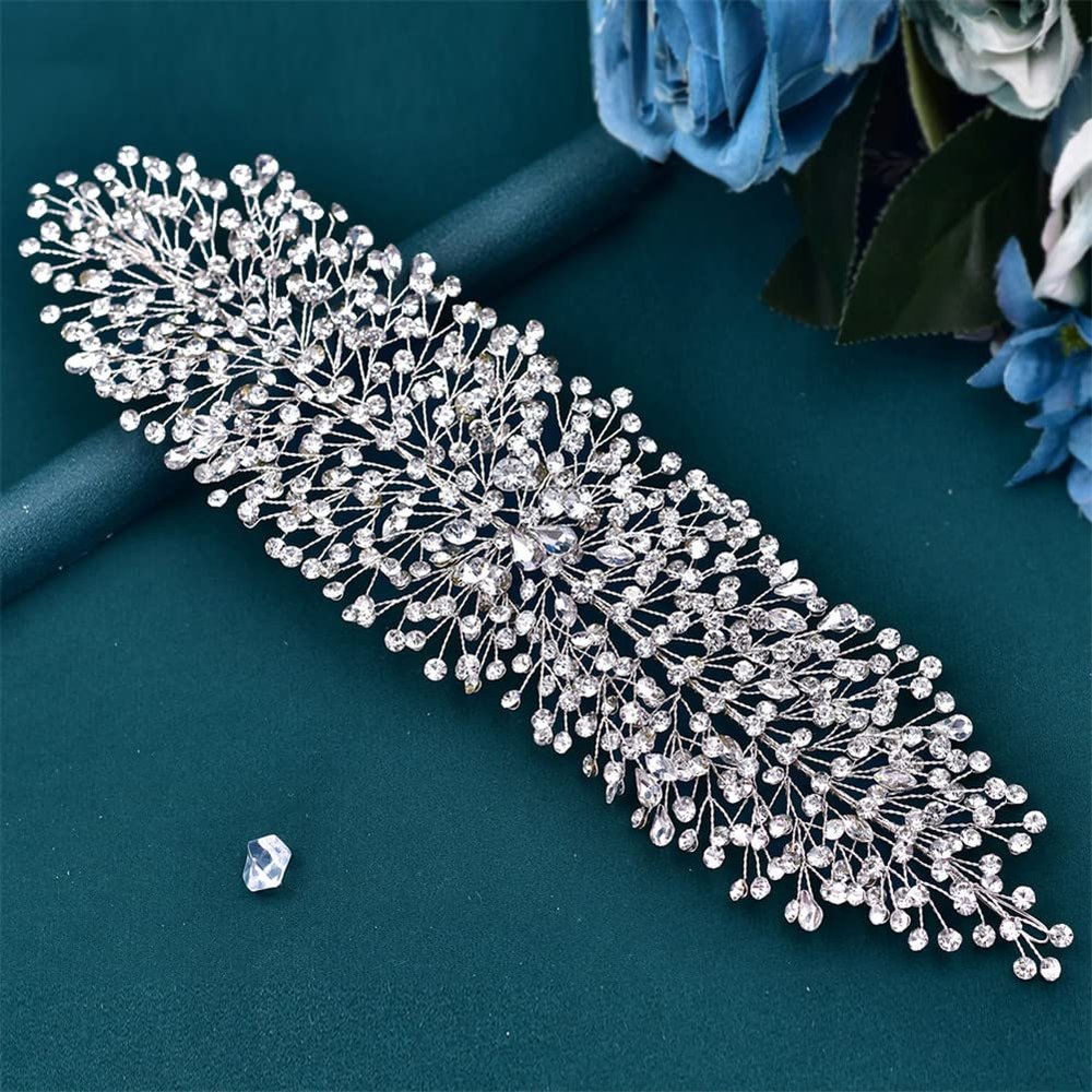 Youllyuu African Bridal Headband Woman Tiara Wedding Hair Accessories Rhinestone Headpiece Bride Headwear