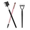 Eyebrow Brush Eyelash Separator Brow Comb & Lash Spoolie Professional Eye Makeup Tools (Black + Pink)(3 Pieces Set) view 1